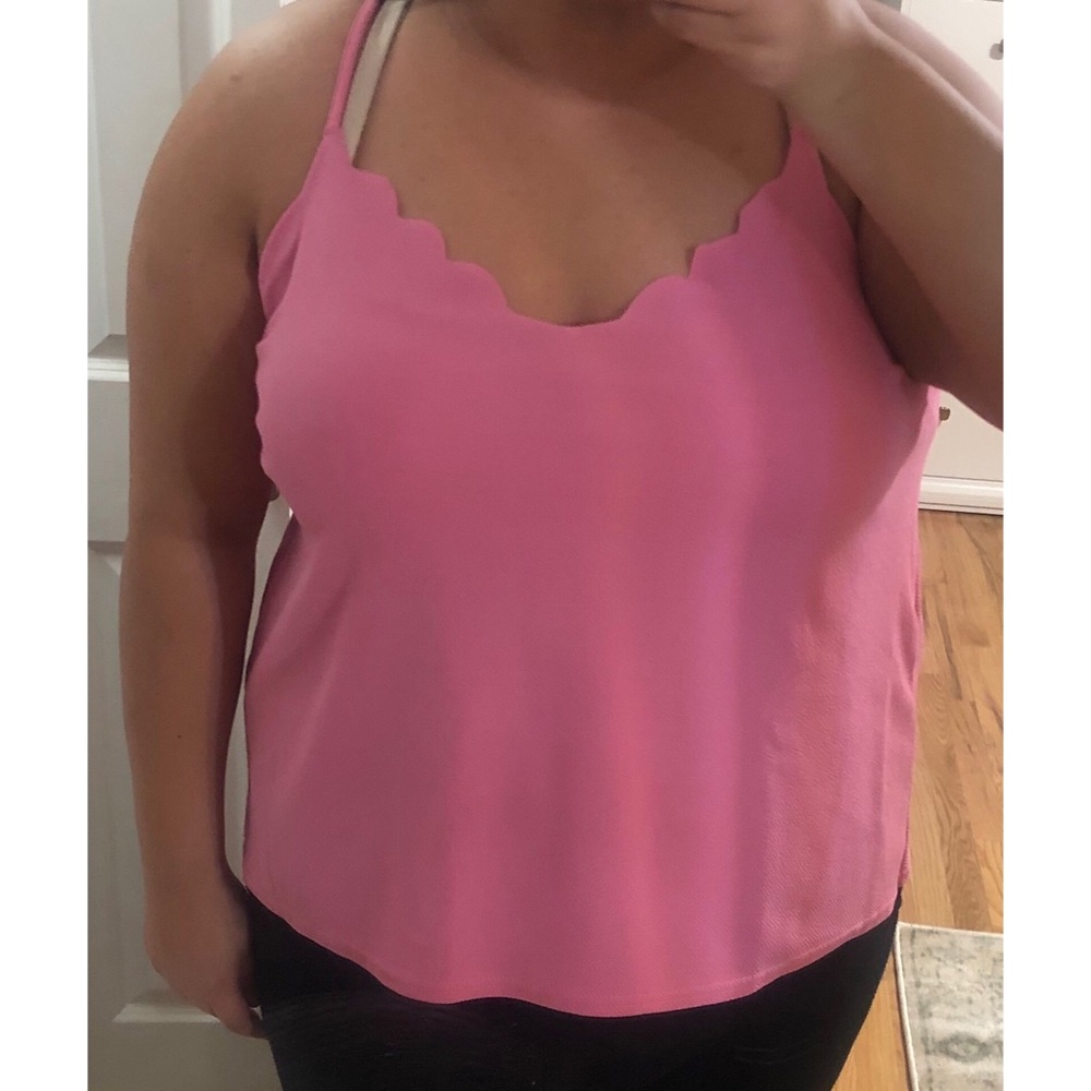 New pink scallop tank top boohoo plus size
